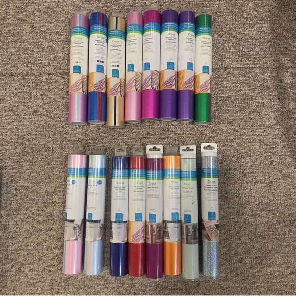 16 Cricut Premium Vinyl Shimmer and Glossy Sets- Pink, Blue, Gold. Set 1 - Picture 1 of 6
